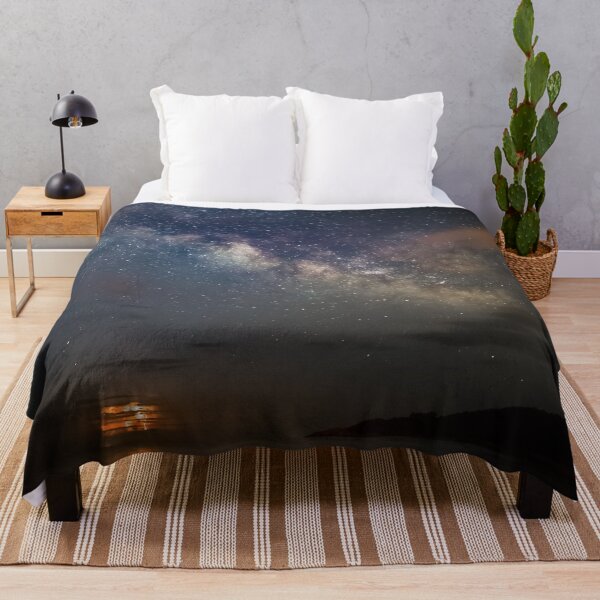 Item preview, Aurora black river sunset, shiny starry midnight dark sky, dark blue, above the clouds designed and sold by August-E.