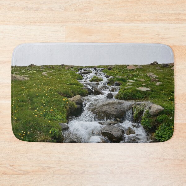 Item preview, Wild garden valley, steep river boulder, green forest, autumn break, yellow flowers, summer vibes designed and sold by August-E.
