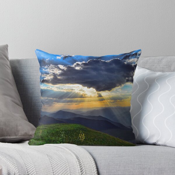 Item preview, Wild flowers garden valley, forest green, autumn break, shiny blue sunrise clouds, yellow flowers, summer vibes designed and sold by August-E.