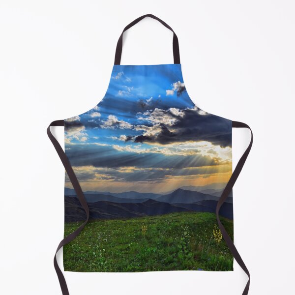Item preview, Wild flowers garden valley, forest green, autumn break, shiny blue sunrise clouds, yellow flowers, summer vibes designed and sold by August-E.