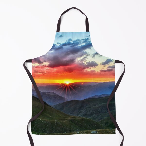 Item preview, Wild flowers garden valley, forest green, autumn, orange, yellow, blue, sunrise clouds, yellow flowers, summer vibes designed and sold by August-E.