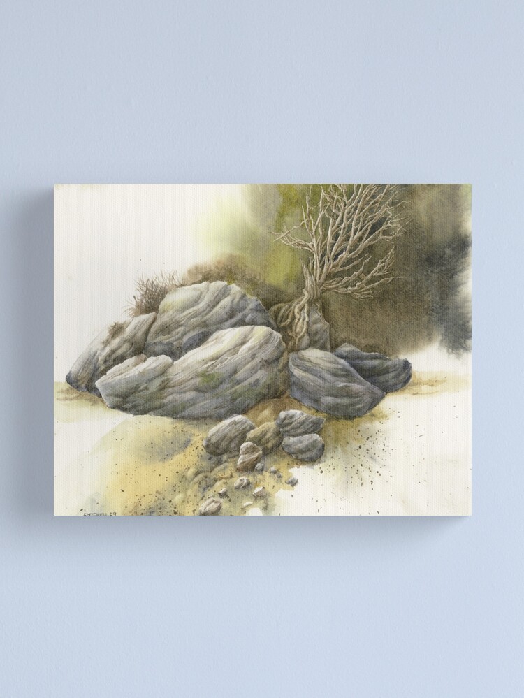 Thumbnail 1 of 3, Canvas Print, Rock Tree Study designed and sold by mindofwaterc.