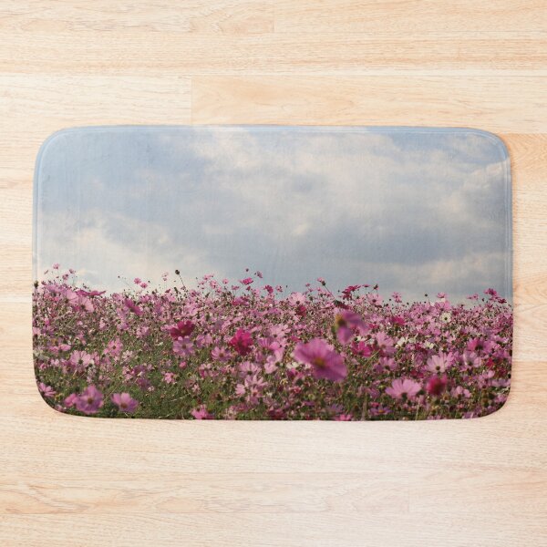 Item preview, Pink Wild flowers garden valley, forest green, autumn, blue sky clouds, purple, magenta flowers, summer vibes designed and sold by August-E.