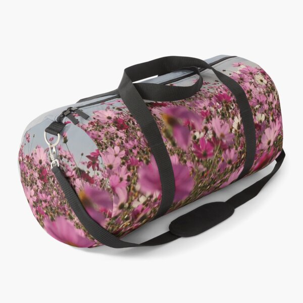 Item preview, Pink Wild flowers garden valley, forest green, autumn, blue sky clouds, purple, magenta flowers, summer vibes designed and sold by August-E.