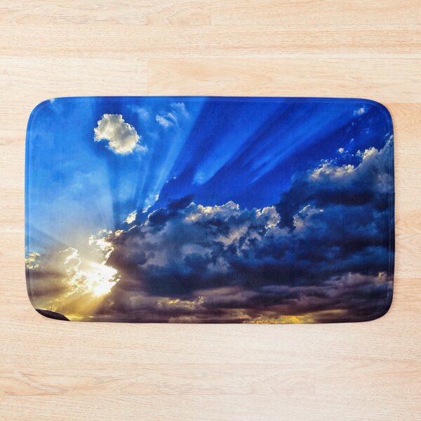 Item preview, Mount Fuji morning sunup, blue cloudy sky, pure sun rays, autumn, orange, yellow, pure blue, sunrise clouds, summer vibes designed and sold by August-E.
