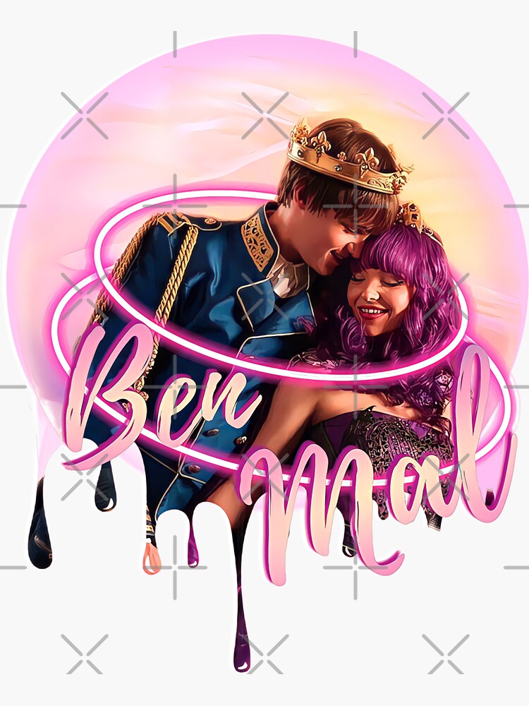 Imagen 3 de 3, Pegatina con la obra Mal y Ben Amor romántico de verano - Descendientes 2, diseñada y vendida por Arte-Enchanted.
