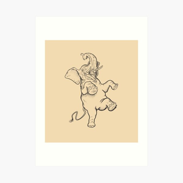 Happy Dancing Elephant Joy Art Print