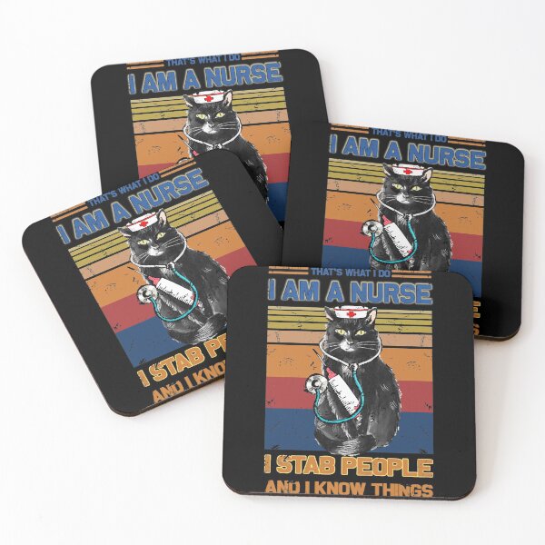 Item preview, I Am A Cat Nurse I Stab People I Know Things Vintage Black Cat designed and sold by BaseStore.
