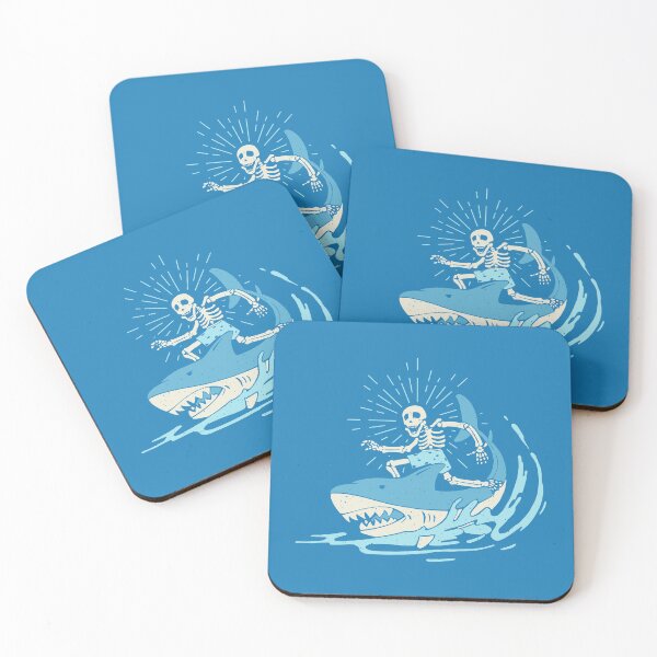 Item preview, Skeleton Surfing on a Shark designed and sold by RedsStickerShop.