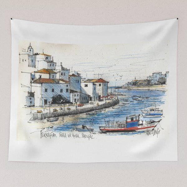 Item preview, Ferragudo sketch, Praia da Rocha, Portugal suitable for framing designed and sold by Al Benge.