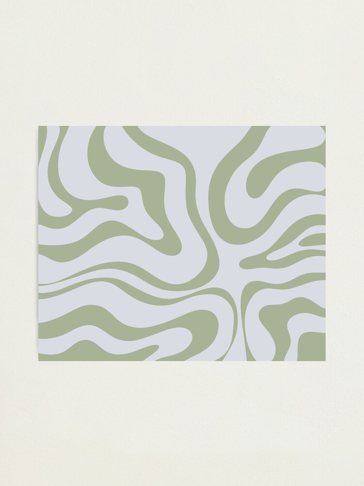 Liquid Swirl Retro Contemporary Abstract Pattern 2 in Sage Green