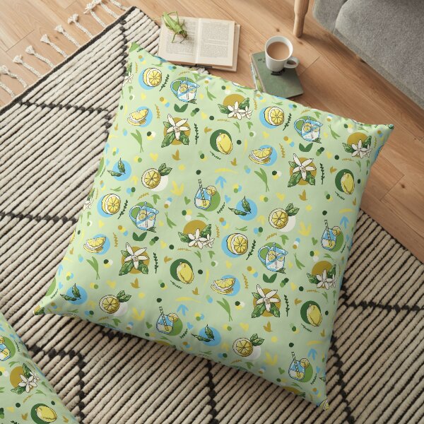 I Love Lemons Fun Lemonade Pattern Floor Pillow
