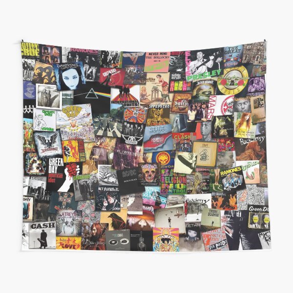 Classic Rock Cover Collages Tapestry