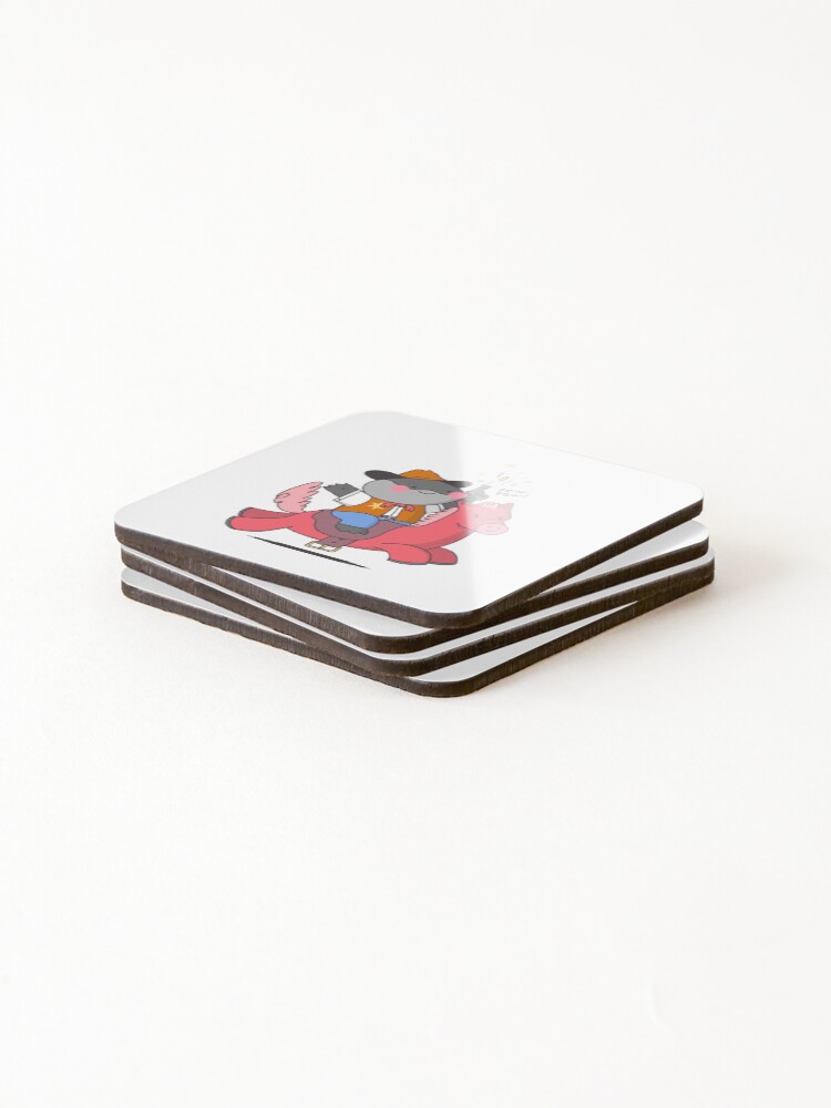 Thumbnail 4 of 5, Coasters (Set of 4), Land Shark Riding Pony designed and sold by RedsStickerShop.
