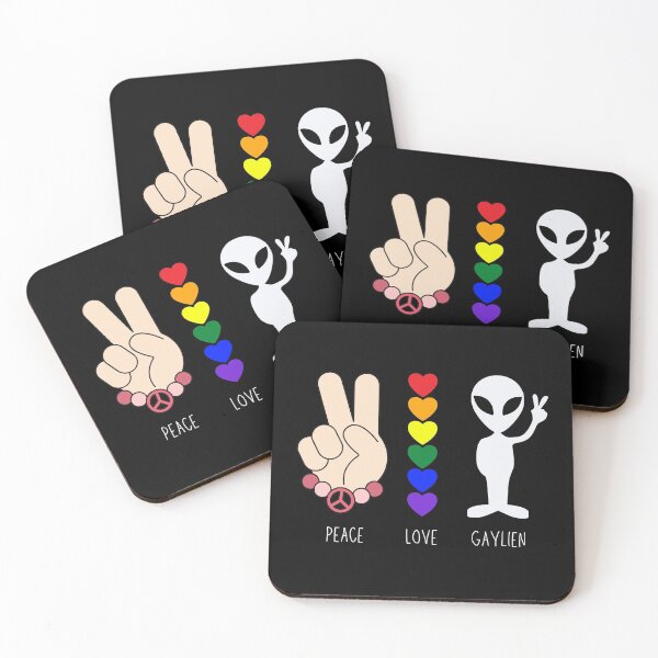 Item preview, Peace Love Gaylien, Funny Gay gift, Gay Alien gift designed and sold by calalassy.