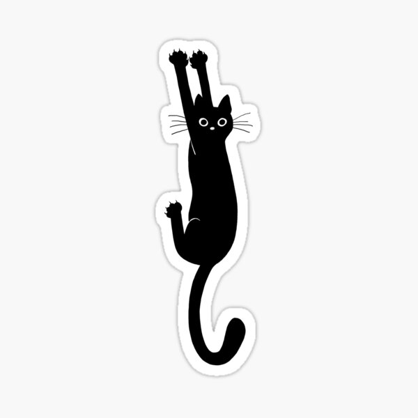 Black Cat Holding On Sticker