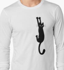 Camiseta de manga larga Gato negro aguantando