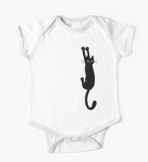 Black Cat Holding On One Piece - Short Sleeve