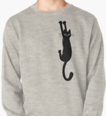 Schwarze Katze, die an hält Sweatshirt