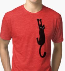 Black Cat Holding On Tri-blend T-Shirt