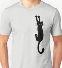 Black Cat Holding On Slim Fit T-Shirt