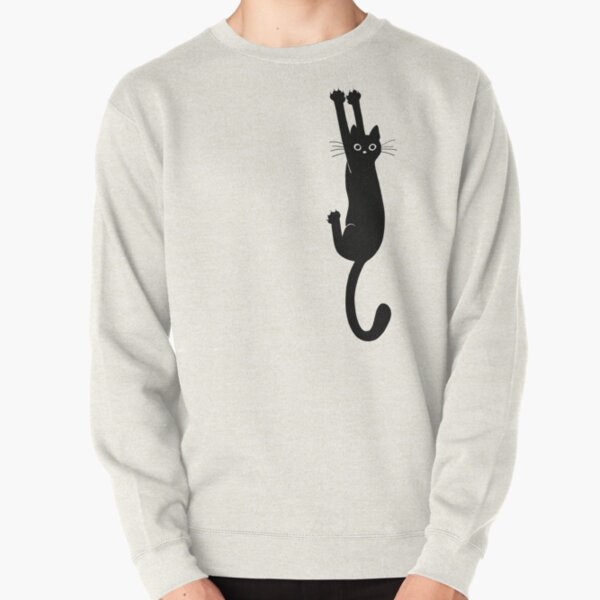 Black Cat Holding On Pullover Sweatshirt