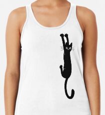 Black Cat Holding On Racerback Tank Top