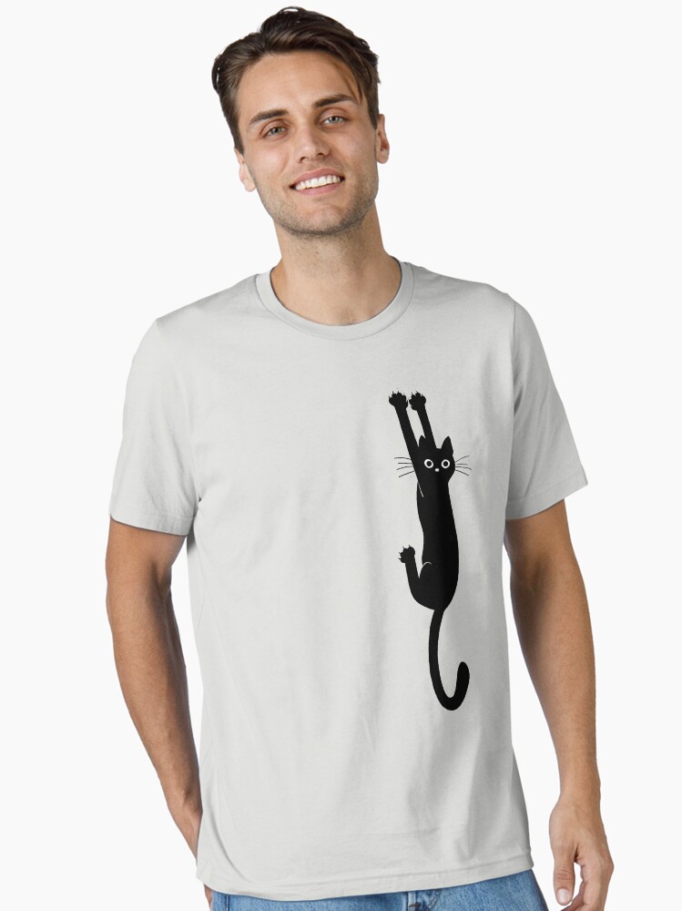 Thumbnail 2 of 7, Essential T-Shirt, Black Cat Holding On designed and sold by ShortCoffee.