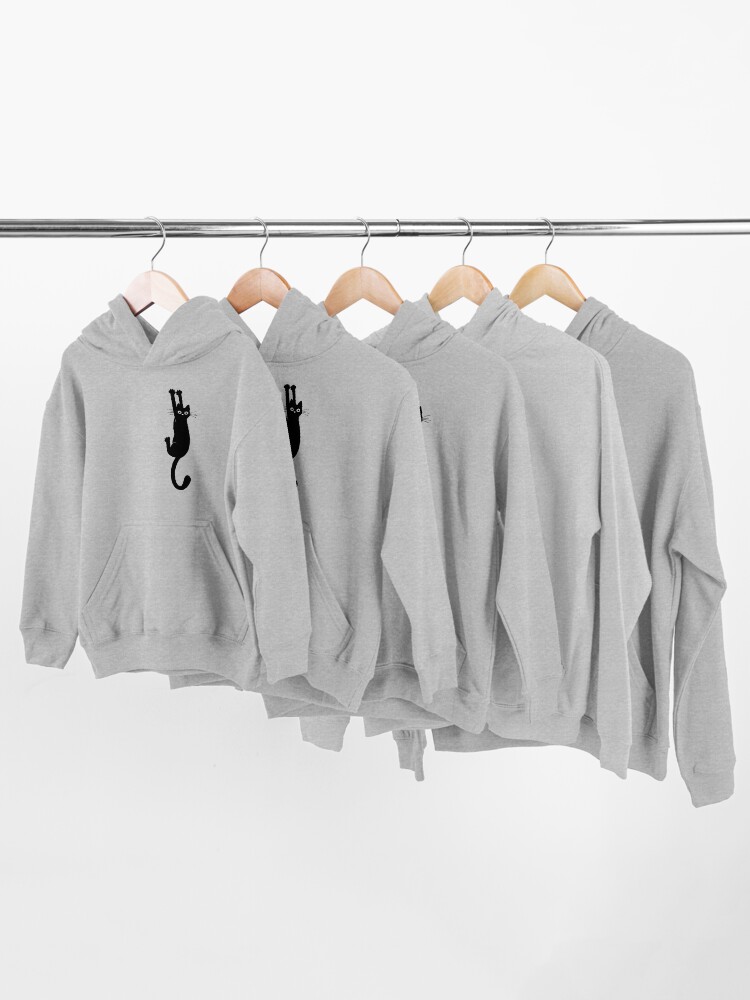 Thumbnail 3 of 5, Kids Pullover Hoodie, Black Cat Holding On designed and sold by ShortCoffee.