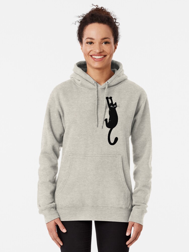 Black cat hoodie, Black cat reaching for orders the stars