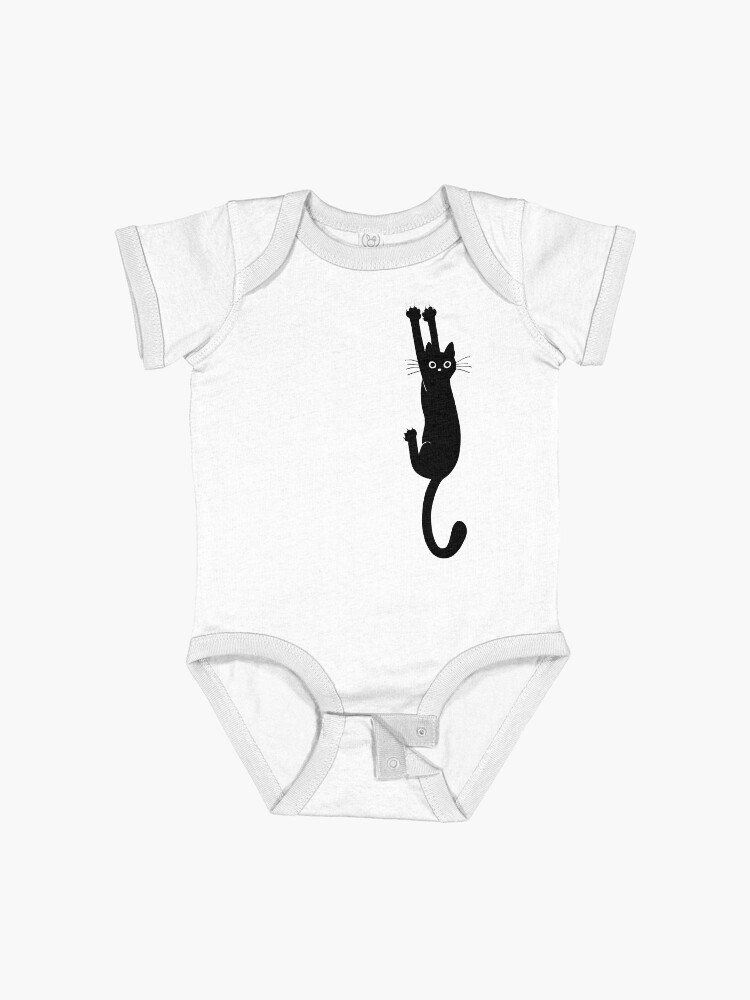 Thumbnail 1 of 2, Baby One-Piece, Black Cat Holding On designed and sold by ShortCoffee.