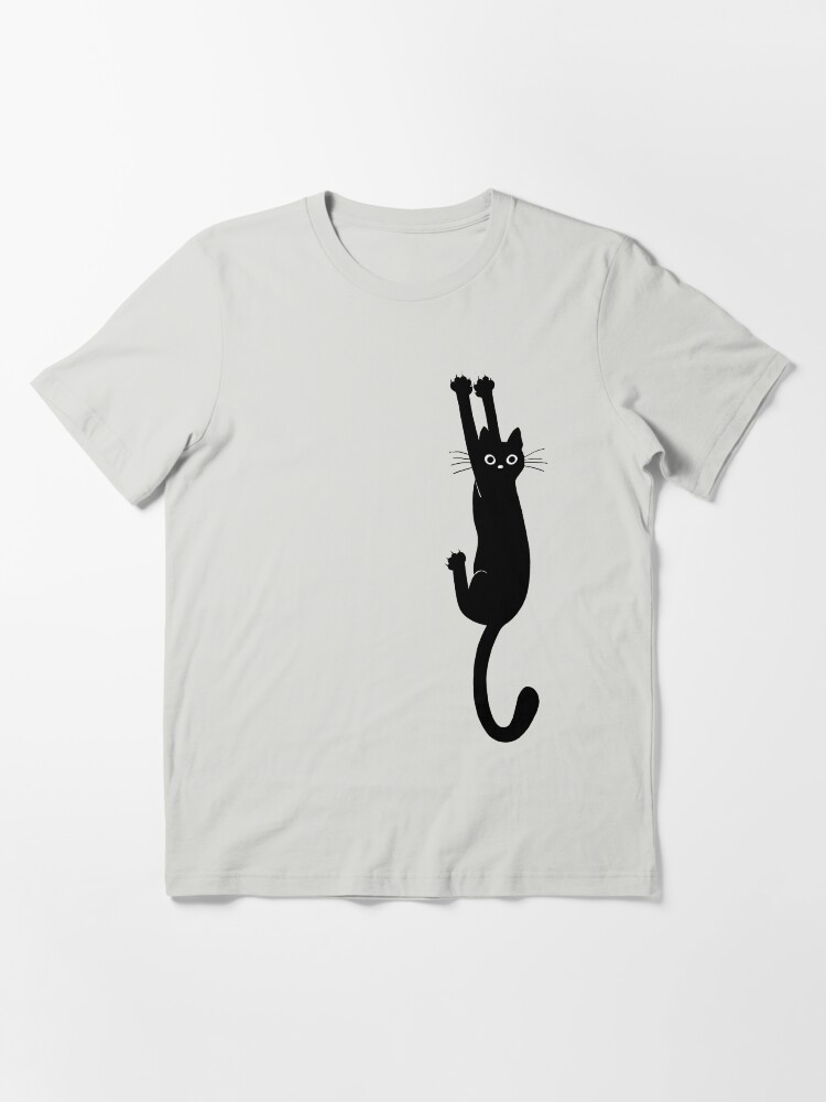 Thumbnail 3 of 7, Essential T-Shirt, Black Cat Holding On designed and sold by ShortCoffee.