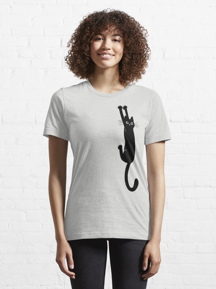 Essential T-Shirt, Black Cat Holding On designed and sold by Jenn Inashvili