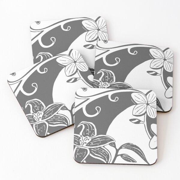 Item preview, Grey and White Tropical Flower Design designed and sold by CJAura by Claire Jane Johnson.