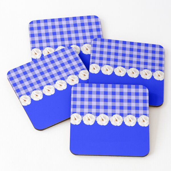 Item preview, Dark Blue Buffalo Plaid & White Roses designed and sold by Tamas Das.