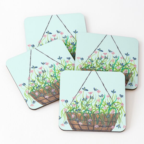 Item preview, Blue and Pink flowers in hanging basket designed and sold by LeighsDesigns.