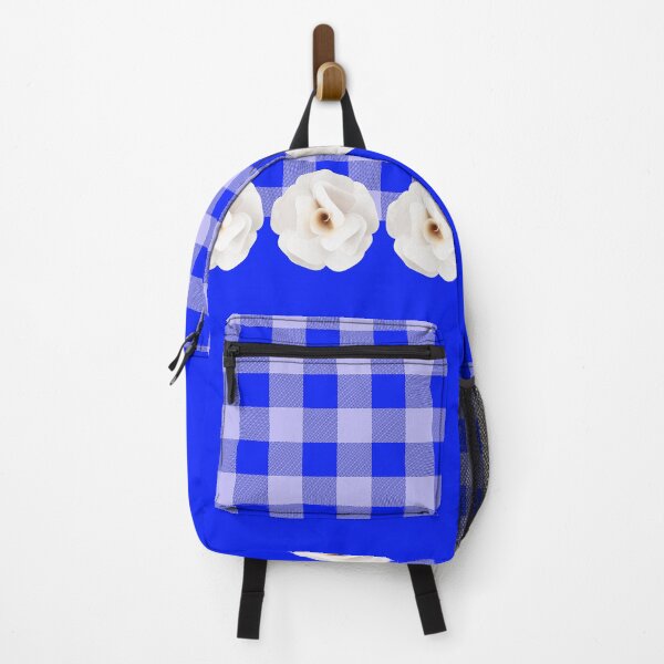 Item preview, Dark Blue Buffalo Plaid & White Roses designed and sold by Tamas Das.