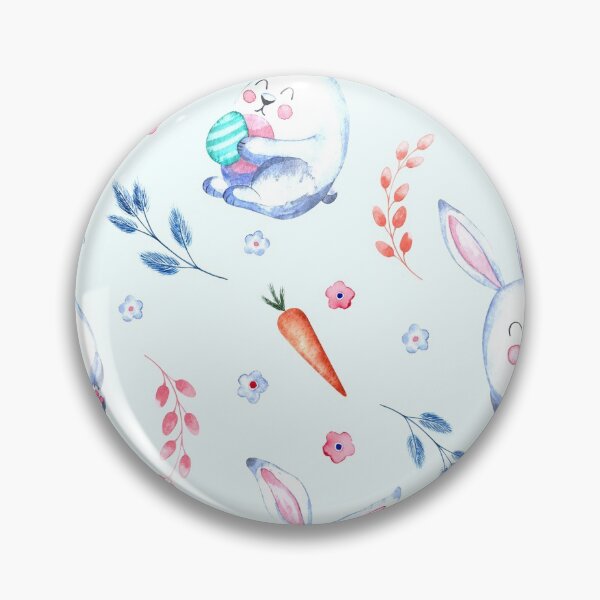 Item preview, Seamless Watercolor Pattern With Easter Bunnies With Carrots Willow Twigs Flowers White Background | Seamless Watercolor Pattern designed and sold by graphic-genie.