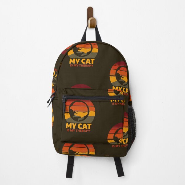Item preview, My Cat is my Therapy Sunset Retro Design designed and sold by boopsblunt.