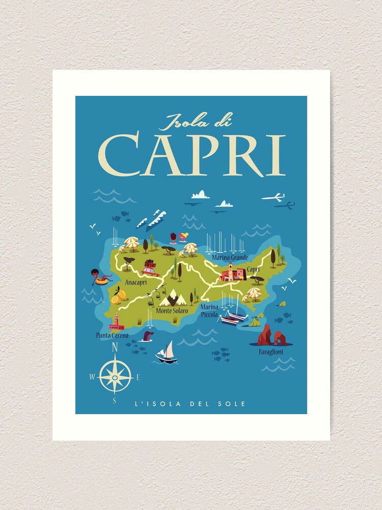 Capri map poster Art Print for Sale by Gary Godel