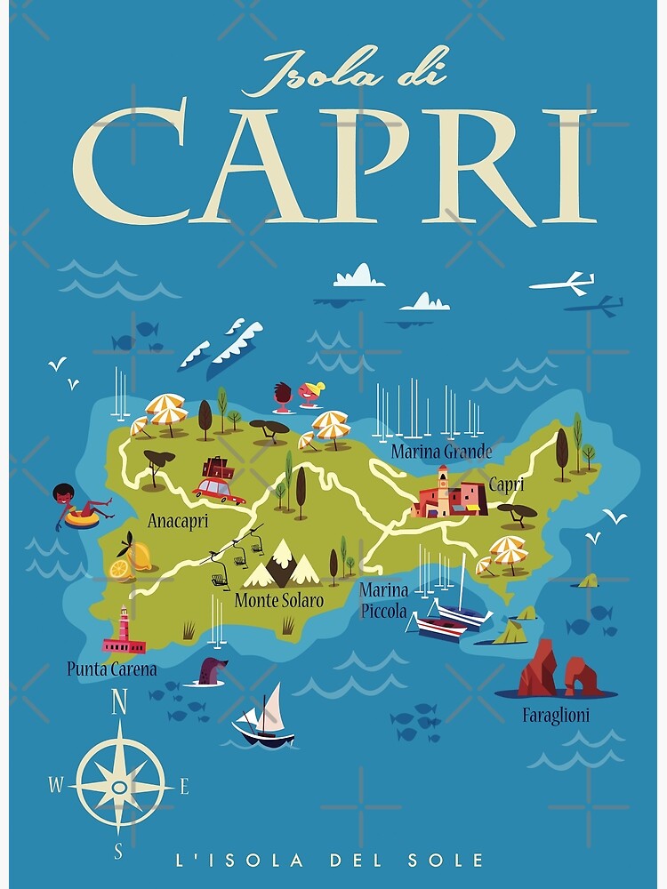Capri map poster Art Print for Sale by Gary Godel