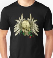 Cool Skull with Wings and Dead Rose Unisex T-Shirt
