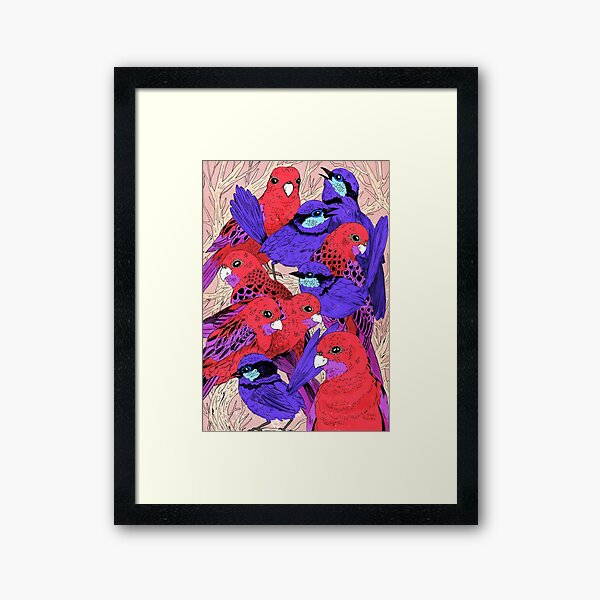 Wrens and Rosellas Delight! Framed Art Print