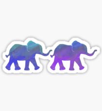 Follow The Leader - Painted Elephants in Purple, Royal Blue, & Mint Sticker