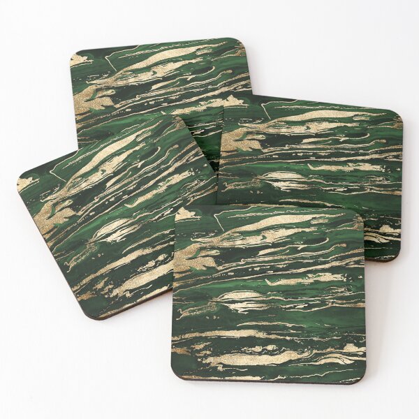Item preview, Stylish Green Gold Abstract Marbleized Paint designed and sold by InovArtS.
