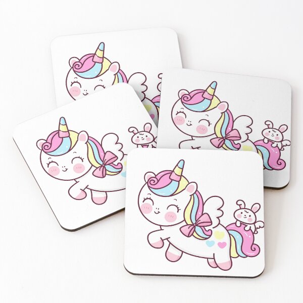 Item preview, Cute Unicorn Pegasus cartoon fly with bunny rabbit friend pony cartoon kawaii animals background pastel heart Valentines day gift designed and sold by vividdiy8.