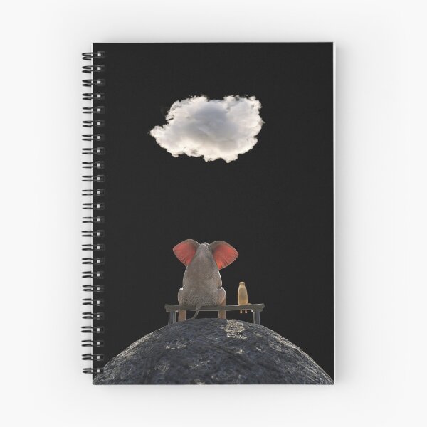 Item preview, elephant and dog sit on the mountain and look at the cloud designed and sold by Mike Kiev art.