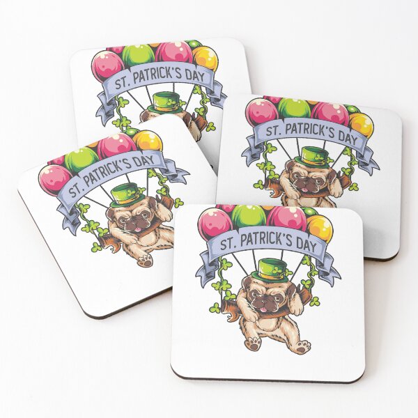 Item preview, St. patrick's day pug dog flying with balloon designed and sold by king's Outfit.