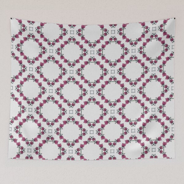Item preview, squares of red flowers designed and sold by ritusdesigns.