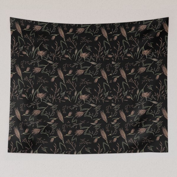 Item preview, Wheat pattern (black) for textile or other product. Dark and mystery design designed and sold by arboxart.